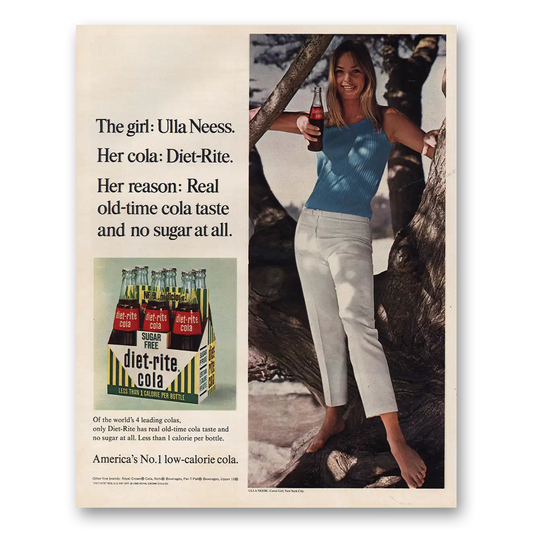 1966 Diet Rite Cola Girl Ulla Neess Vintage Magazine Print Ad