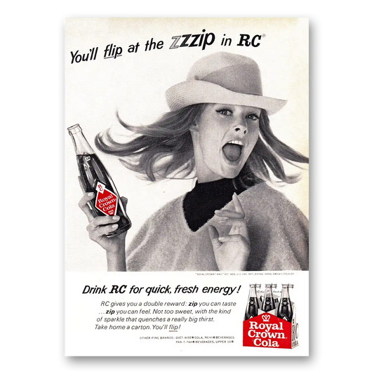 1966 Royal Crown Cola Flip at the Zzzip in RC Vintage Magazine Print Ad