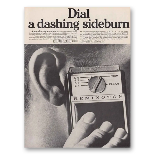 1966 Remington Rand Electric Shaver Dial a Dashing Sideburn Vintage Magazine Print Ad