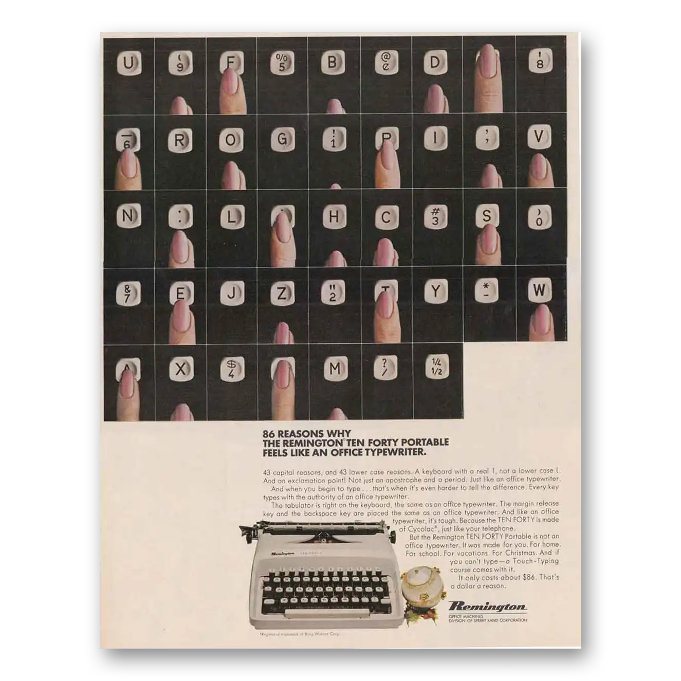 1966 Remington Typewriter Ten Forty 86 Reasons Vintage Magazine Print Ad