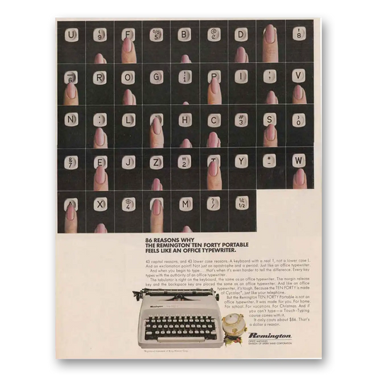 1966 Remington Typewriter Ten Forty 86 Reasons Vintage Magazine Print Ad