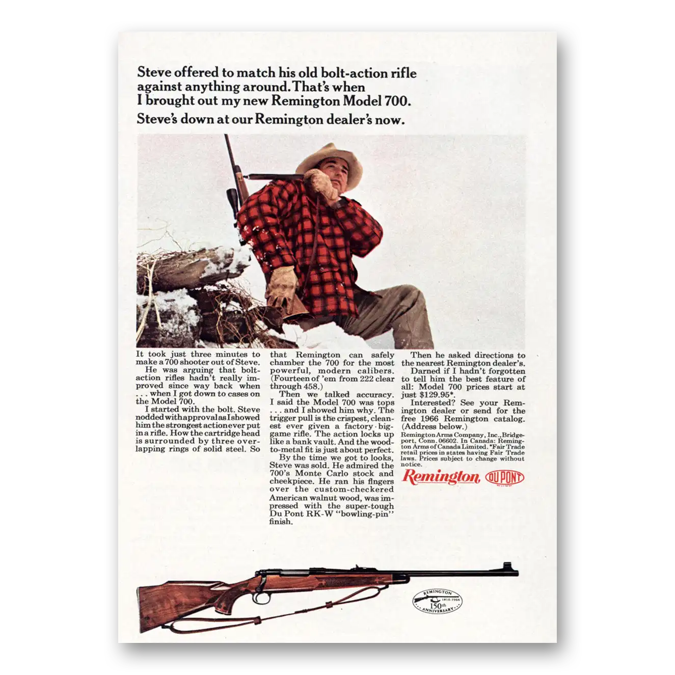 1966 Remington Arms Steve Offered to Match His Old Bolt Action Rifle Vintage Magazine Print Ad