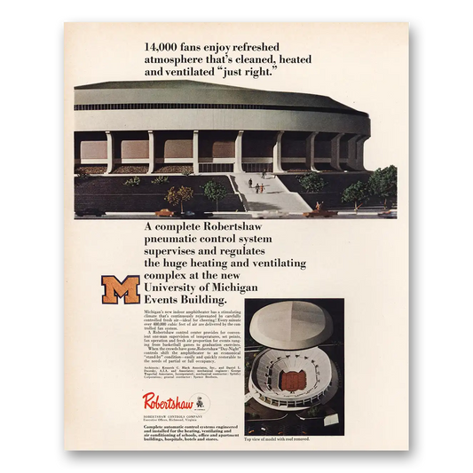 1966 Robertshaw University Michigan Events Building Vintage Magazine Print Ad