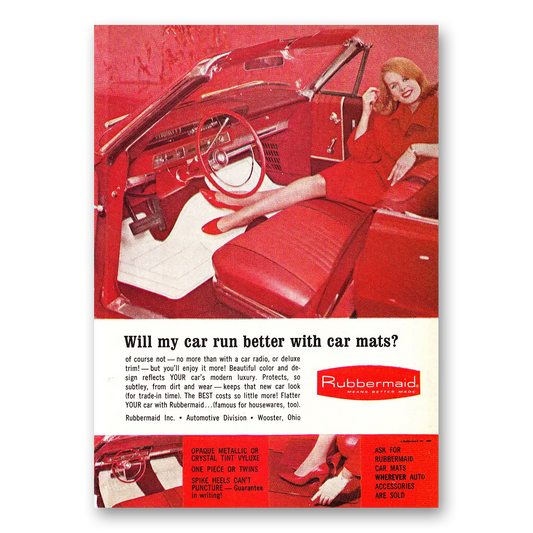 1966 Rubbermaid Automotive Will My Car Run Better With Car Mats Vintage Magazine Print Ad