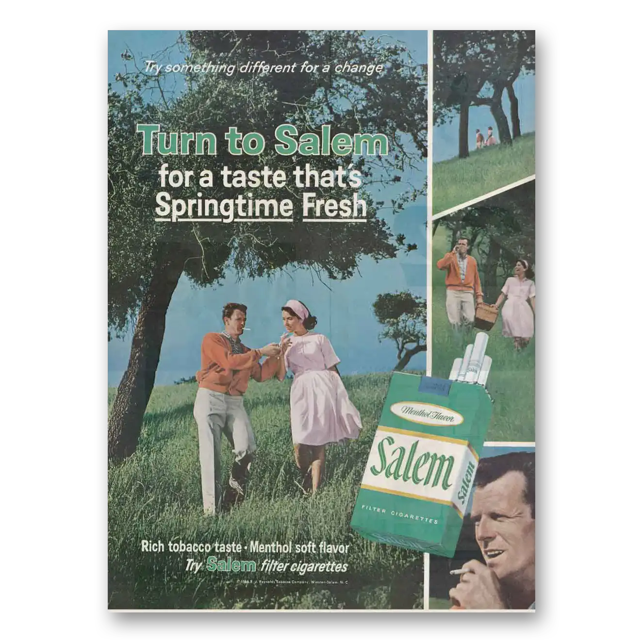 1966 Salem Cigarettes Springtime Fresh Vintage Magazine Print Ad