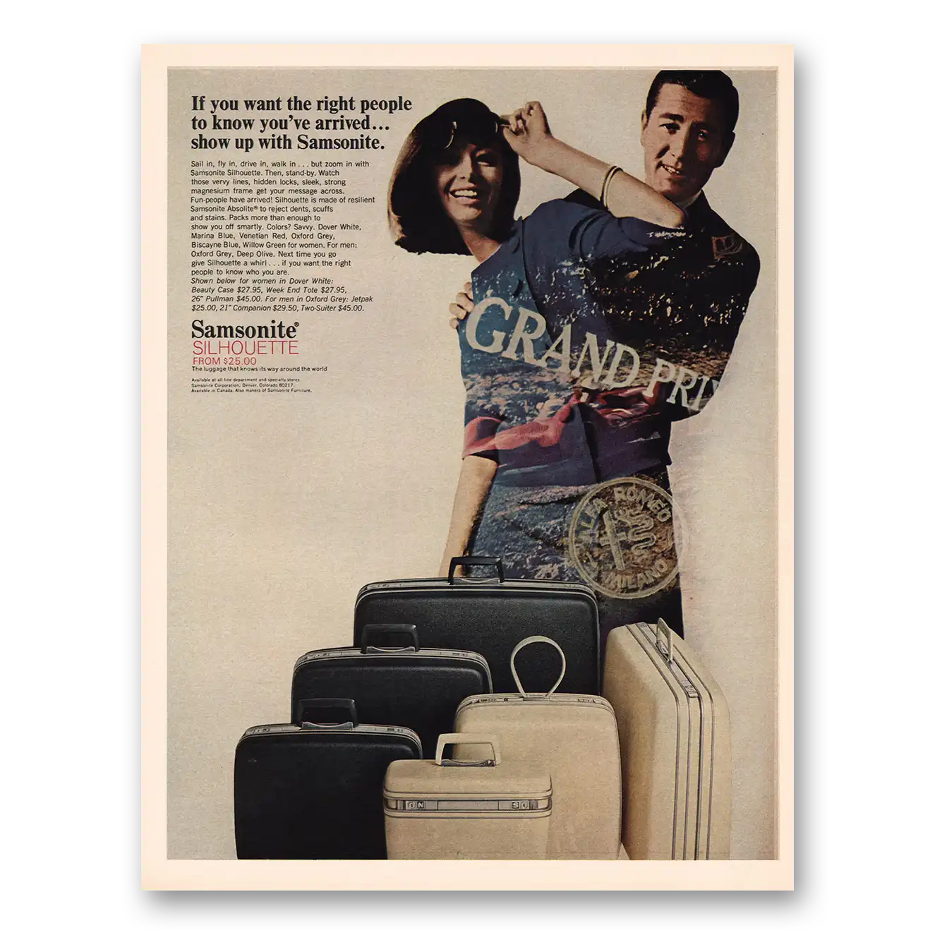 1966 Samsonite Luggage Right People To Know You’ve Arrived Vintage Magazine Print Ad