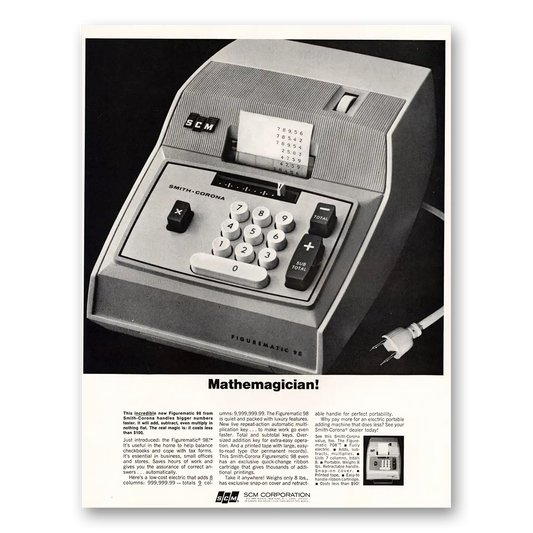 1966 SCM Figuremaster Adding Machine Adding Machine Mathemagician Vintage Magazine Print Ad