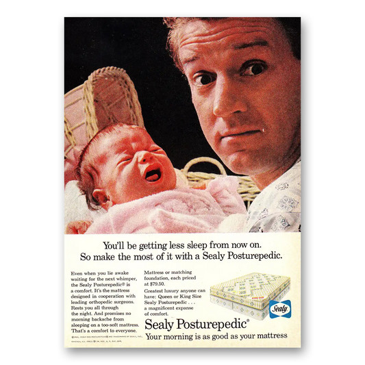 1966 Sealy Posturepedic Mattress Be Getting Less Sleep From Now On Vintage Magazine Print Ad