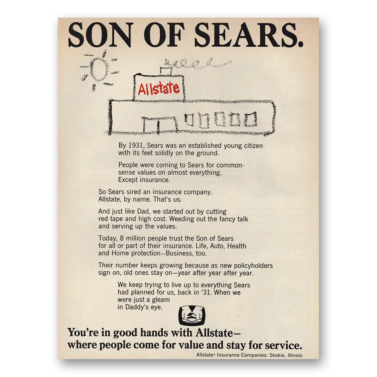 1966 Allstate Insurance Son of Sears Vintage Magazine Print Ad