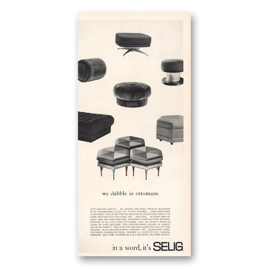 1966 Selig We Dabble In Ottomans Vintage Magazine Print Ad