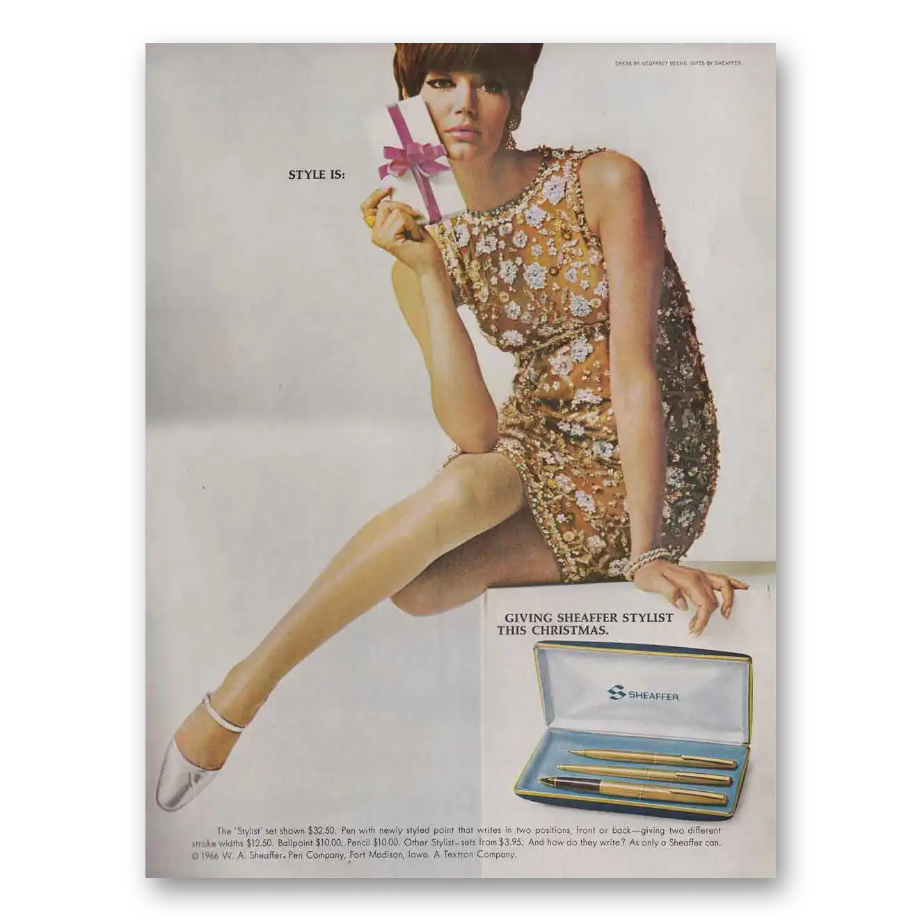 1966 Sheaffers Stylist Pen Style Is Vintage Magazine Print Ad