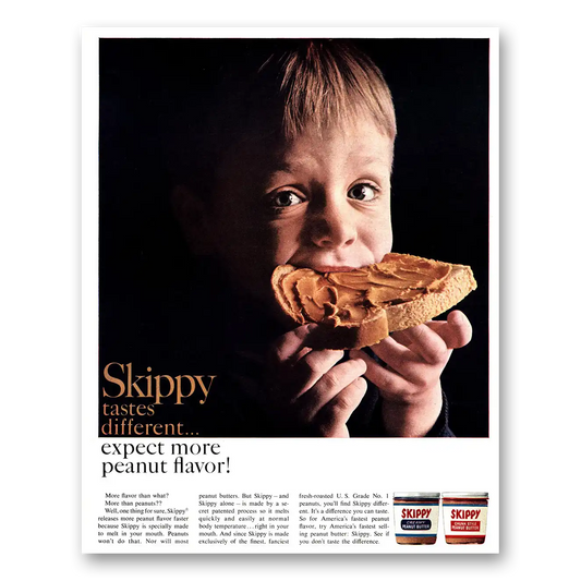 1966 Skippy Peanut Butter Tastes Different Vintage Magazine Print Ad