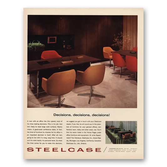 1966 Steelcase Office Furniture Chairs Decisions Decisions Vintage Magazine Print Ad