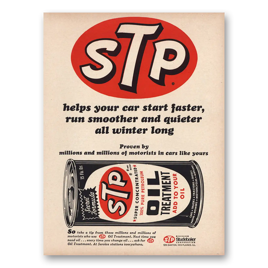 1966 STP Oil Helps Your Car Start Faster Vintage Magazine Print Ad