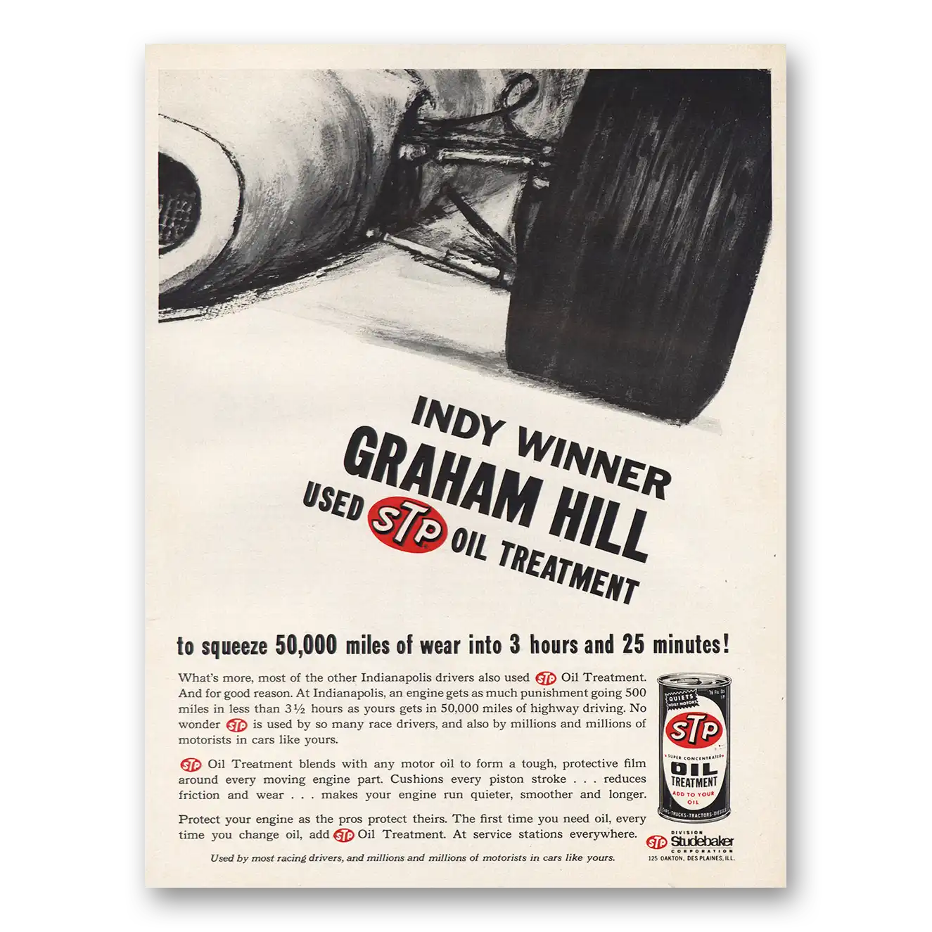 1966 STP Oil Indy Winner Graham Hill Vintage Magazine Print Ad