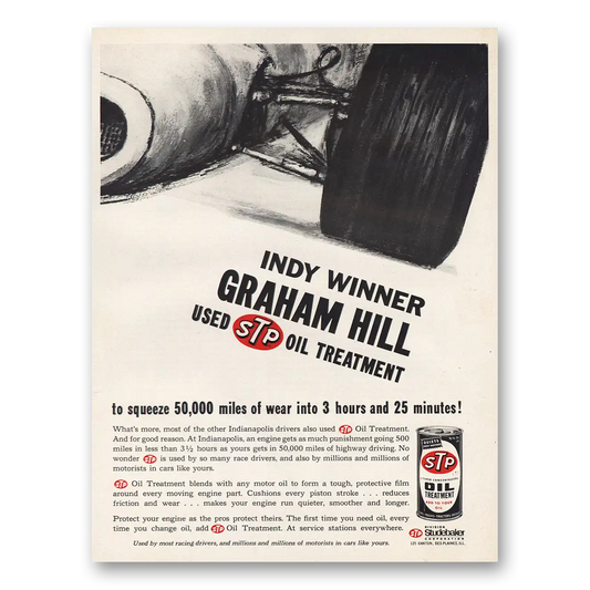 1966 STP Oil Indy Winner Graham Hill Vintage Magazine Print Ad