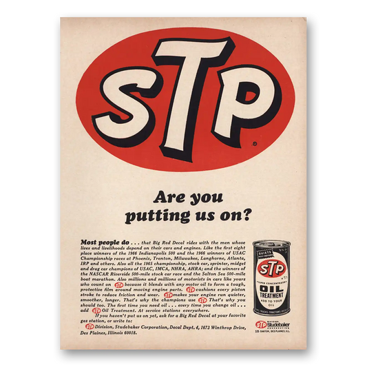 1966 STP Oil Are You Putting Us On Vintage Magazine Print Ad