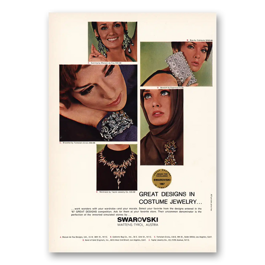 1966 Svarovski Great Designs Costume Jewelry Vintage Magazine Print Ad