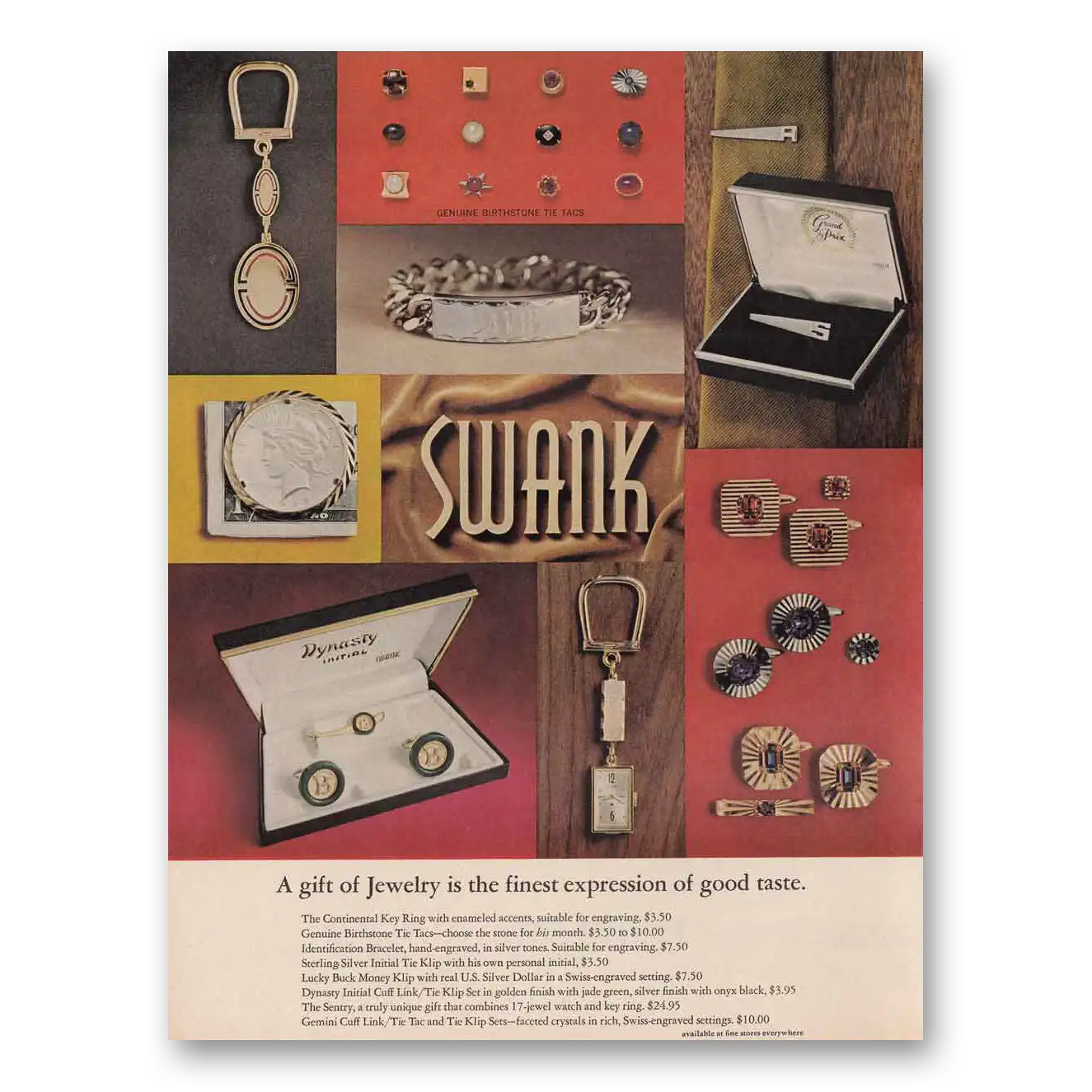 1966 Swank Jewelry Jewelry Finest Expression of Good Taste Vintage Magazine Print Ad