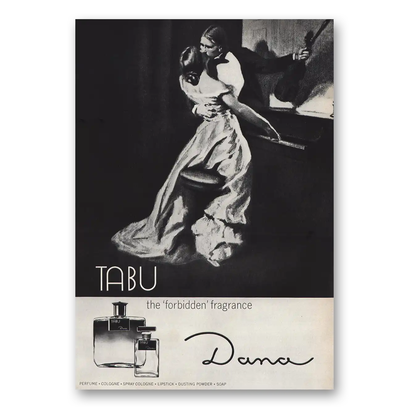 1966 Dana Perfumes Tabu Forbidden Fragrance Vintage Magazine Print Ad