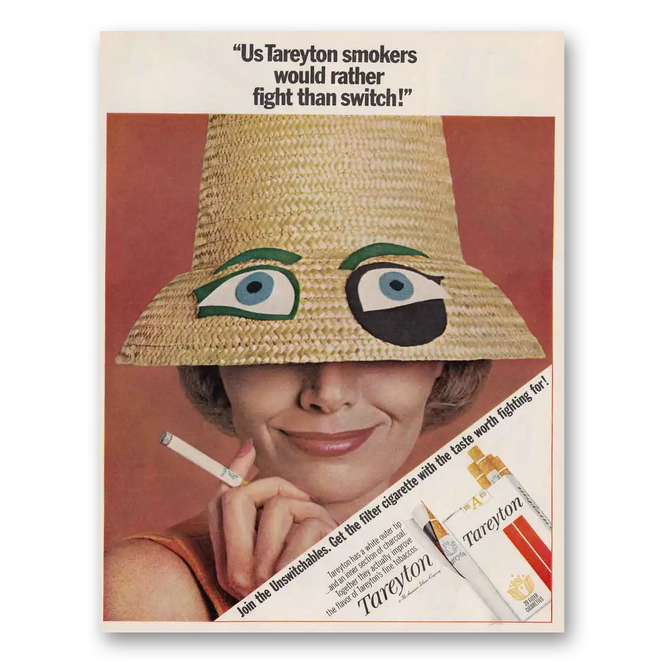 1966 Herbert Tareyton Cigarettes Rather Fight Than Switch Vintage Magazine Print Ad