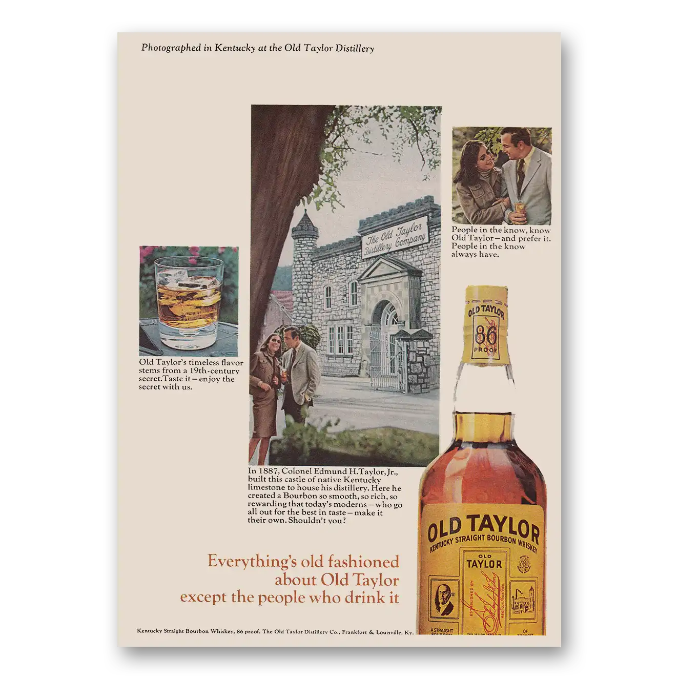 1966 Old Taylor Bourbon Whiskey Everythings Old Fashioned Vintage Magazine Print Ad