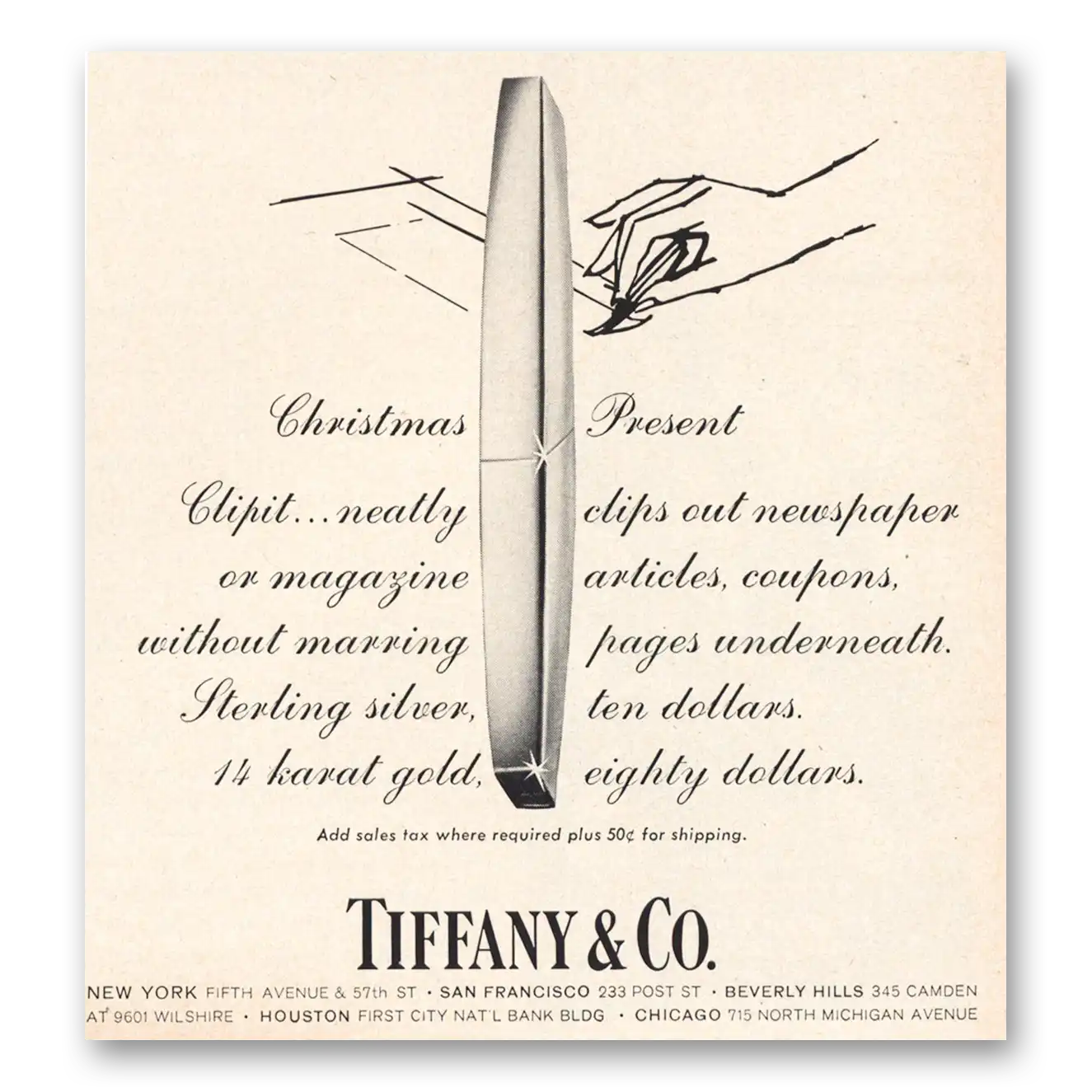 1966 Tiffany & Co Christmas Present Vintage Magazine Print Ad