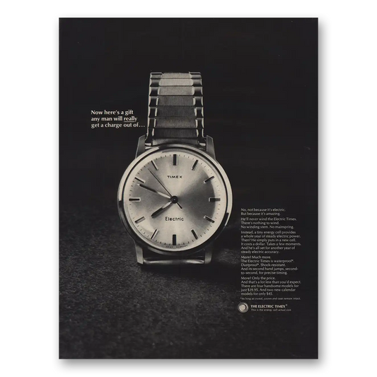 1966 Timex Watch Any Man Will Get a Charge Out Of Vintage Magazine Print Ad