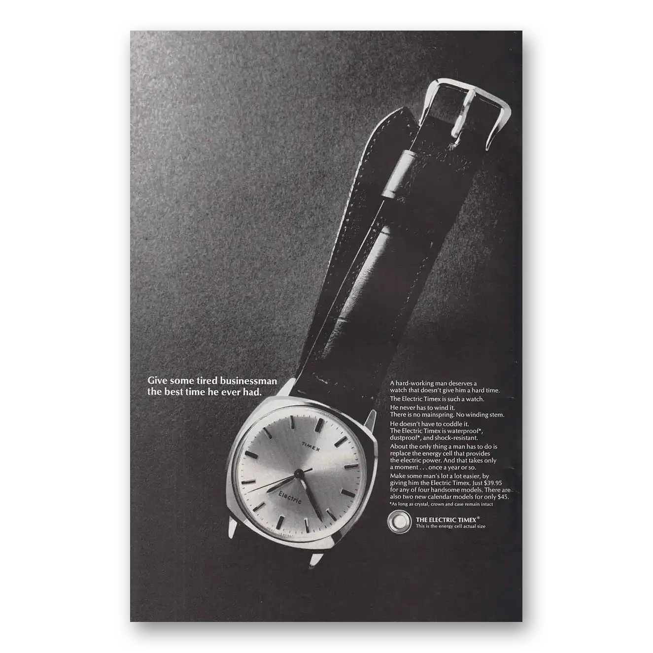 1966 Timex Watch Tired Businessman Vintage Magazine Print Ad