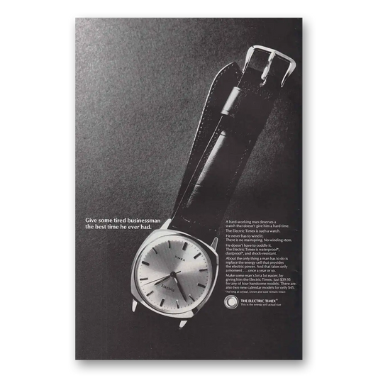 1966 Timex Watch Tired Businessman Vintage Magazine Print Ad