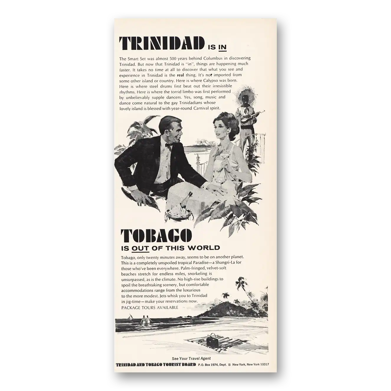 1966 Trinidad & Tobago Trinidad Is In Tobago Out Of World Vintage Magazine Print Ad