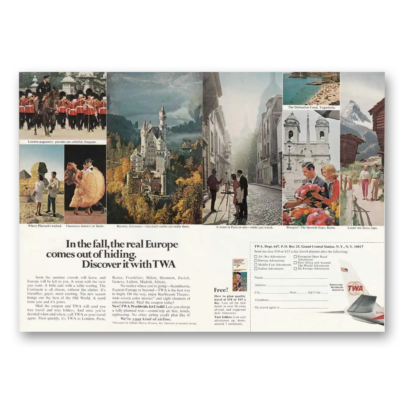 1966 TWA Airlines London Bavaria Pharaohs Vintage Magazine Print Ad