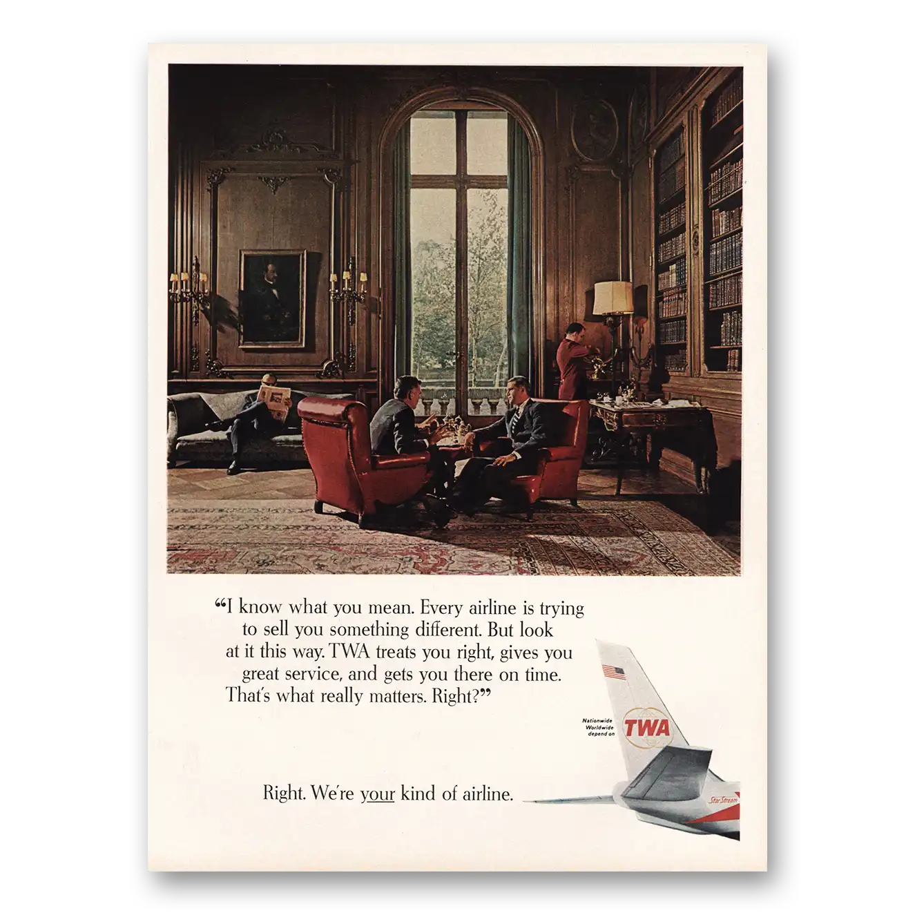 1966 TWA Airlines I Know What You Mean Vintage Magazine Print Ad