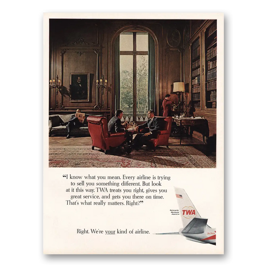 1966 TWA Airlines I Know What You Mean Vintage Magazine Print Ad