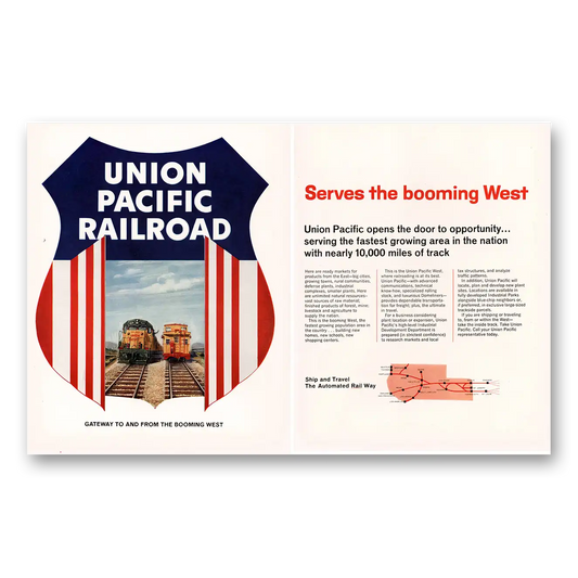 1966 Union Pacific Railroad Serves the Booming West Vintage Magazine Print Ad