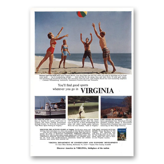 1966 Virginia Find Good Sports Vintage Magazine Print Ad