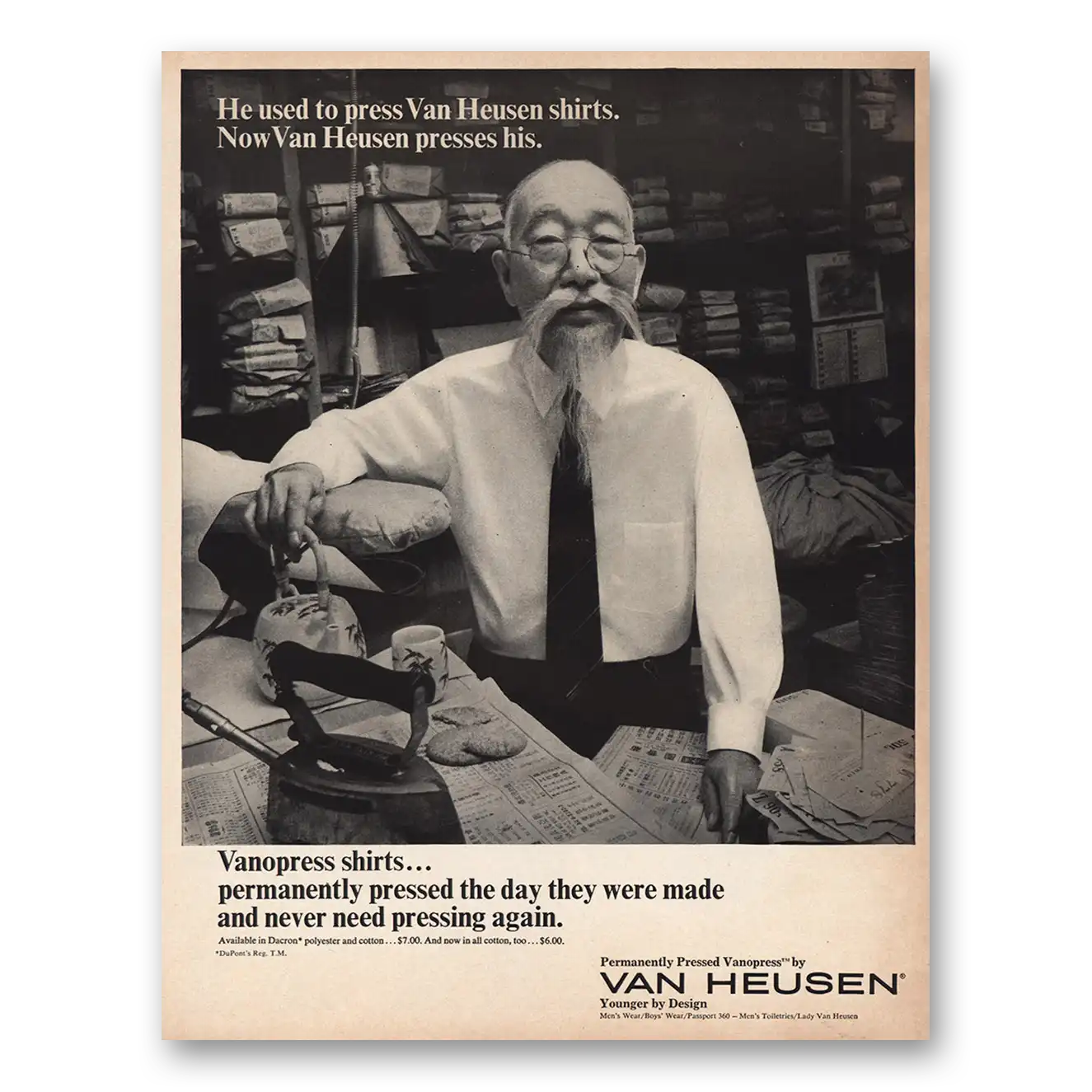 1966 Van Heusen Vanopress Shirts Permanently Pressed Vintage Magazine Print Ad