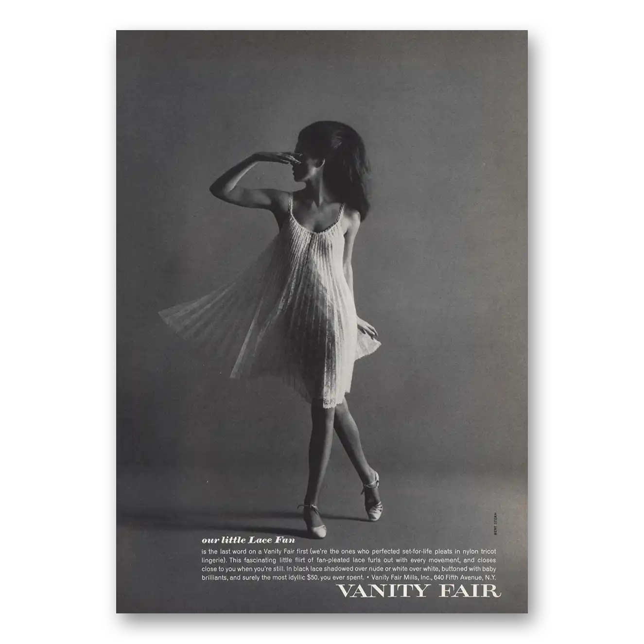 1966 Vanity Fair Undergarments Our Little Lace Fan Vintage Magazine Print Ad