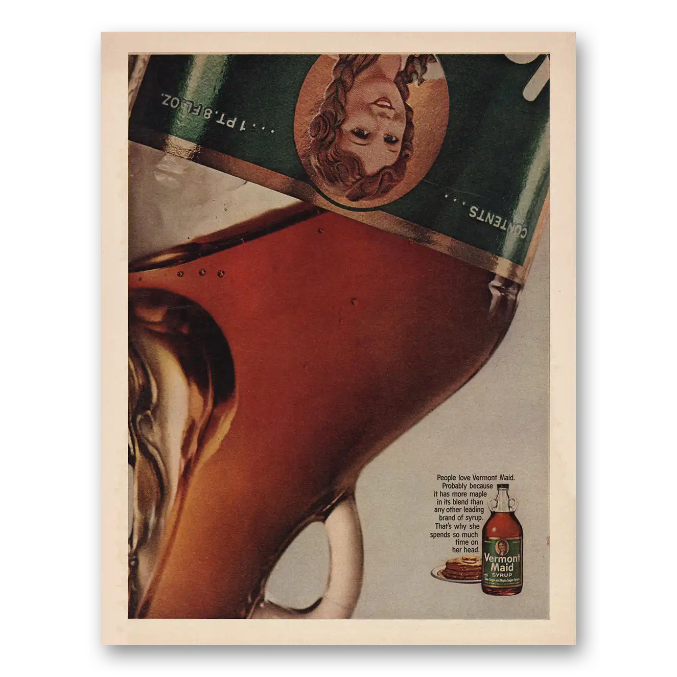 1966 Vermont Maid Syrup More Maple In Blend Vintage Magazine Print Ad