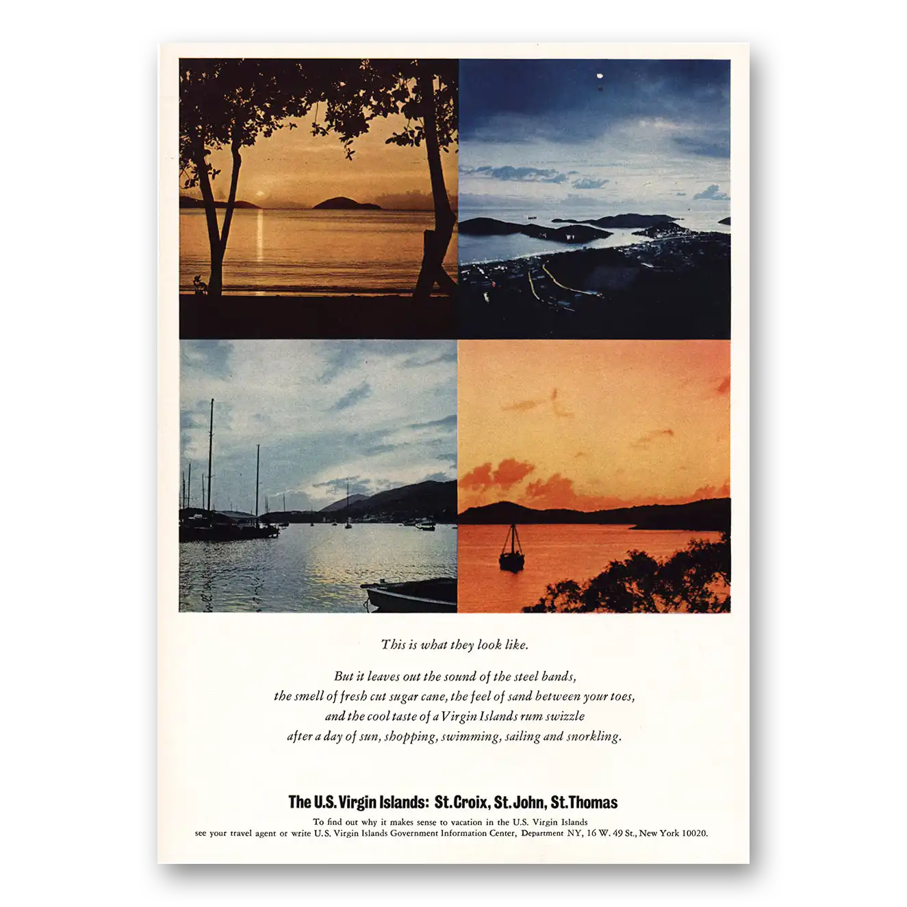 1966 US Virgin Islands What They Look Like Vintage Magazine Print Ad