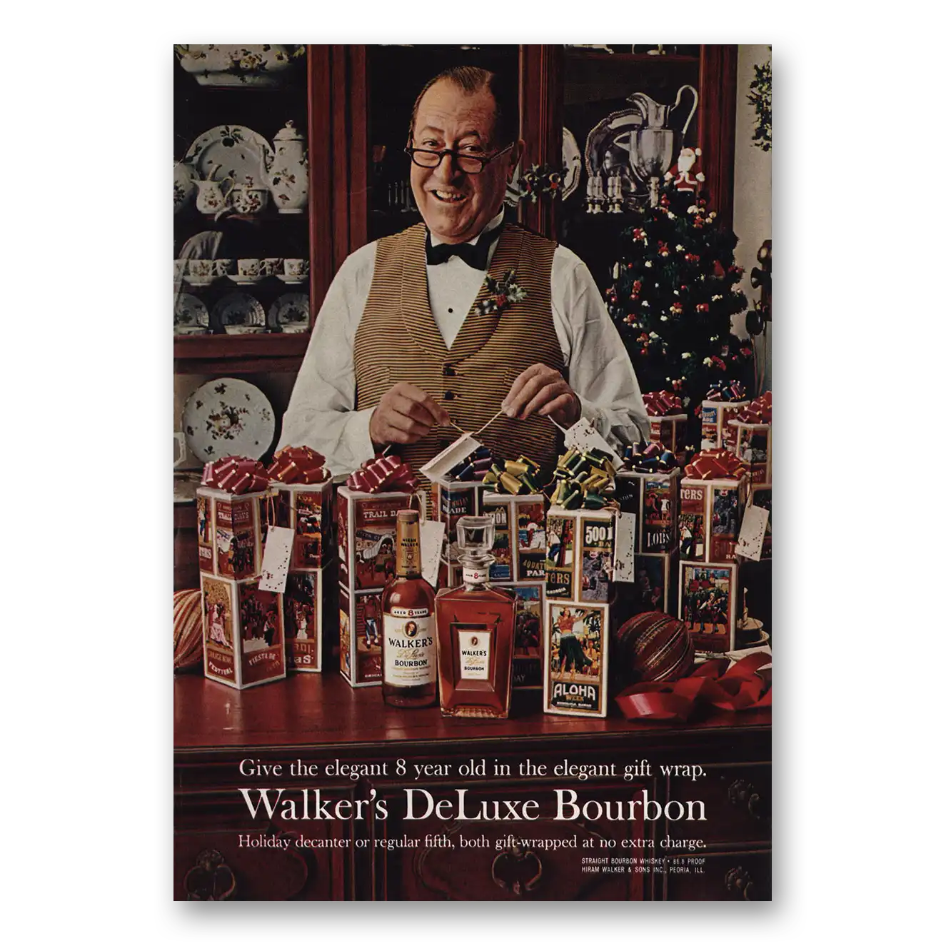 1966 Walkers DeLuxe Bourbon Whiskey Elegant 8 Year Old Vintage Magazine Print Ad