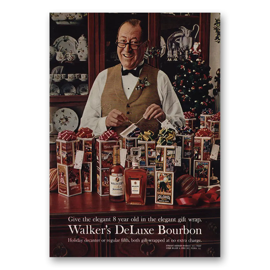 1966 Walkers DeLuxe Bourbon Whiskey Elegant 8 Year Old Vintage Magazine Print Ad