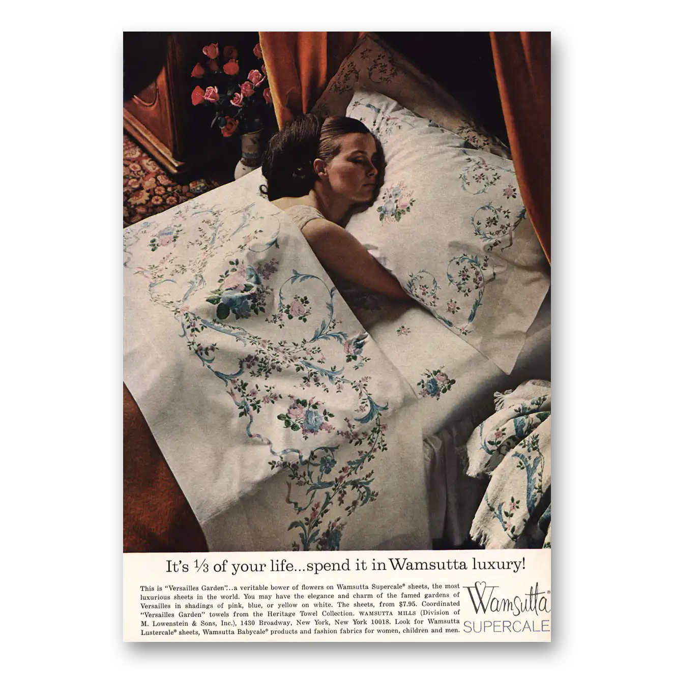 1966 Wamsutta Mills Third Of Your Life Vintage Magazine Print Ad