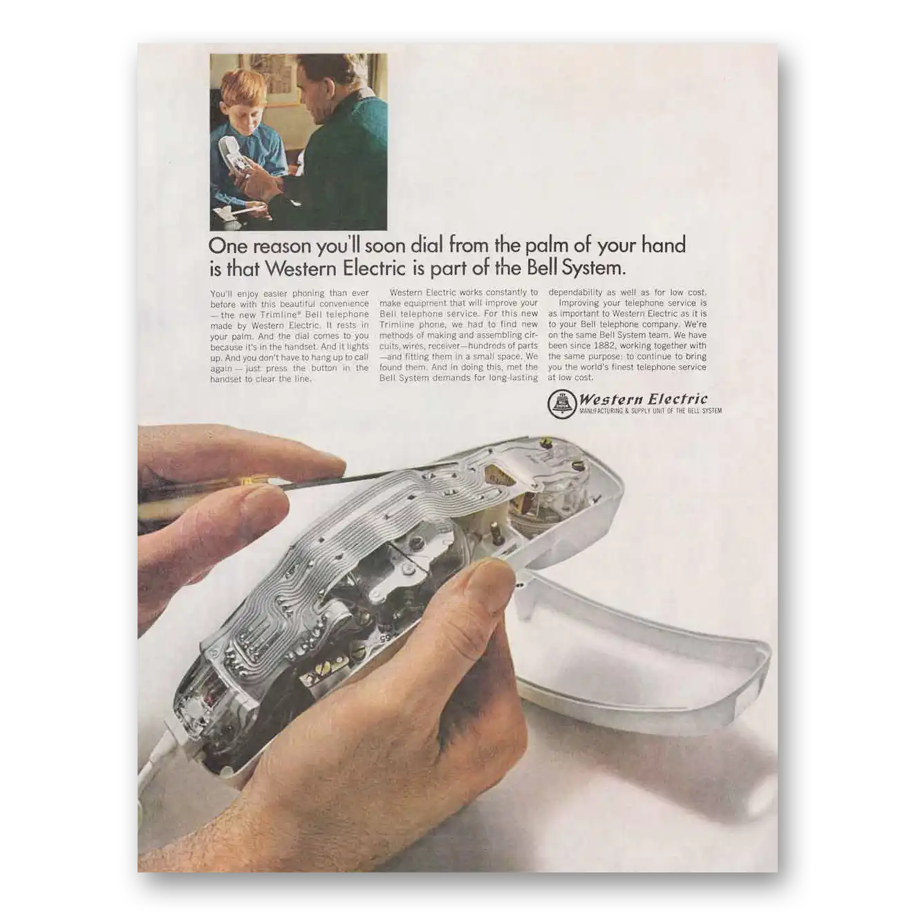 1966 Western Electric Dial From the Palm of Your Hand Vintage Magazine Print Ad