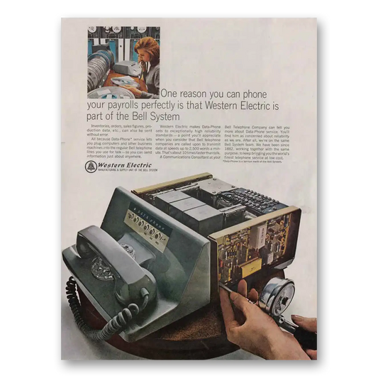 1966 Western Electric Phone Your Payrolls Perfectly Vintage Magazine Print Ad