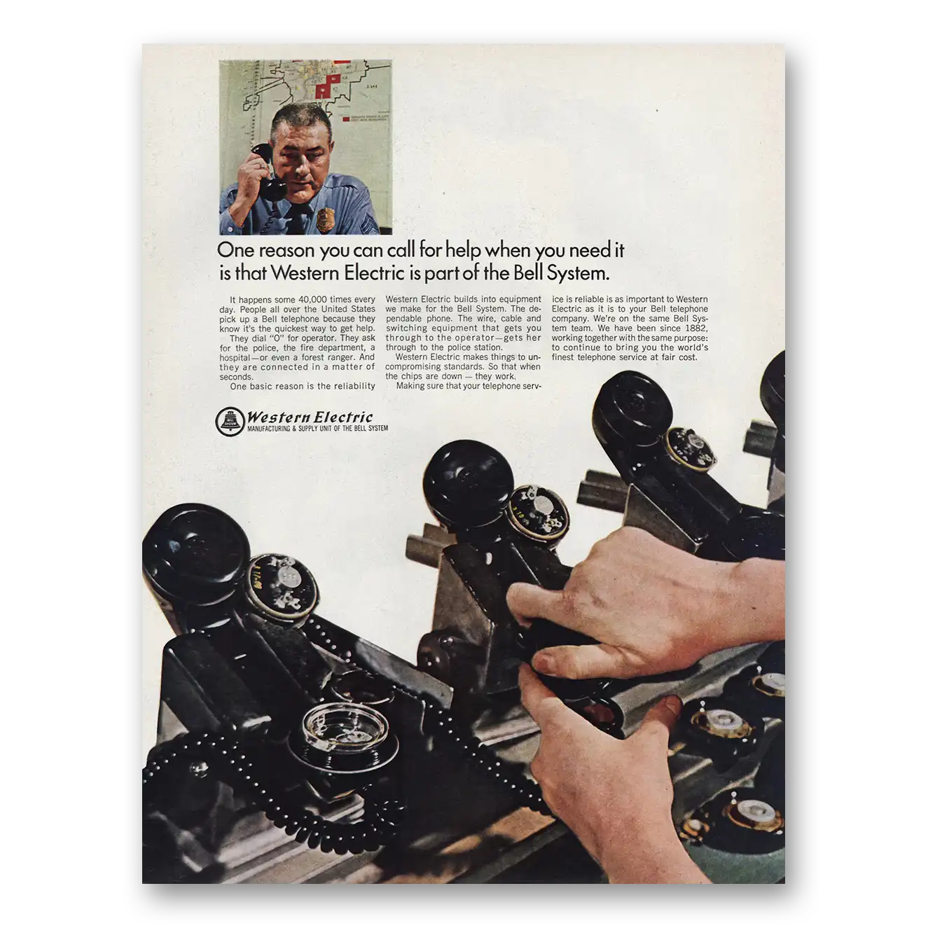 1966 Western Electric You Can Call for Help When You Need It Vintage Magazine Print Ad