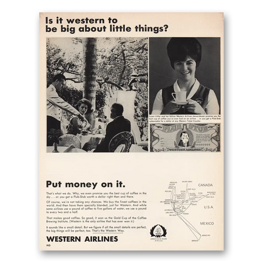 1966 Western Air Lines Big About Little Things Vintage Magazine Print Ad