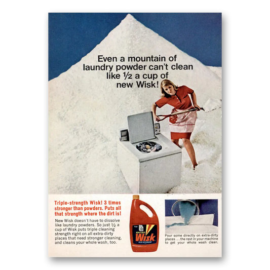 1966 Wisk Detergent Even a Mountain of Laundry Powder Vintage Magazine Print Ad