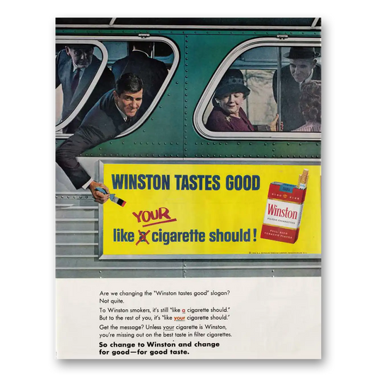 1966 Winston Cigarettes Tastes Good Bus Vintage Magazine Print Ad