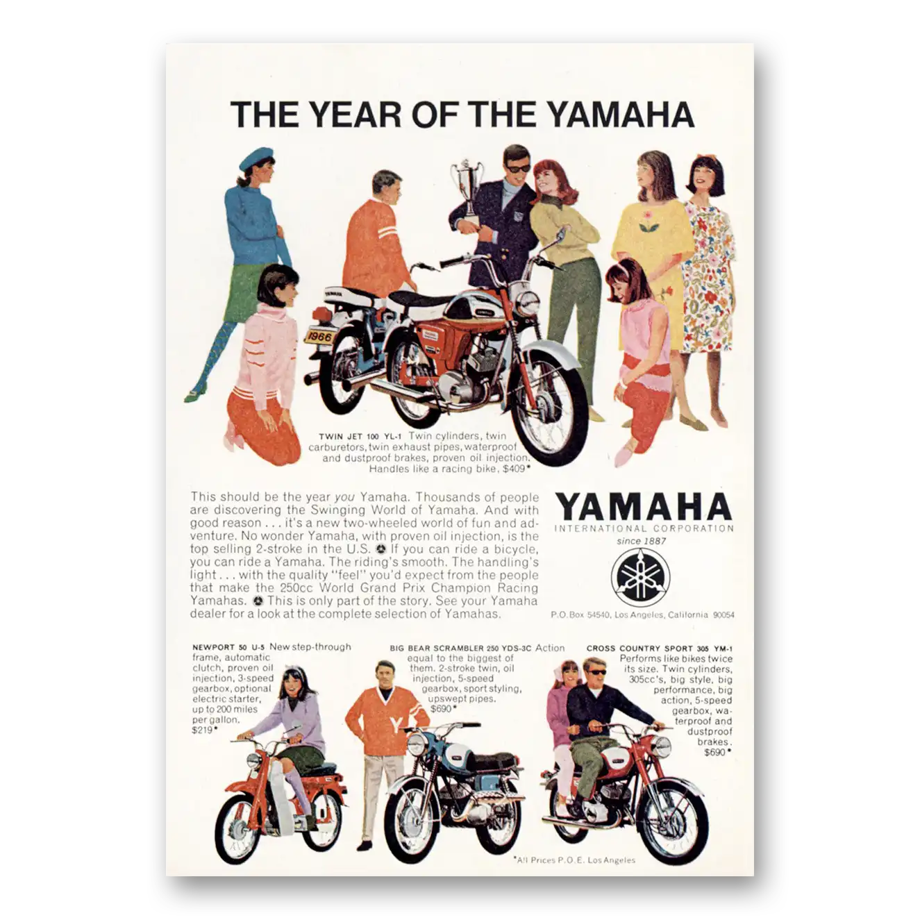 1966 Yamaha Motorcycles Year of the Yamaha Vintage Magazine Print Ad